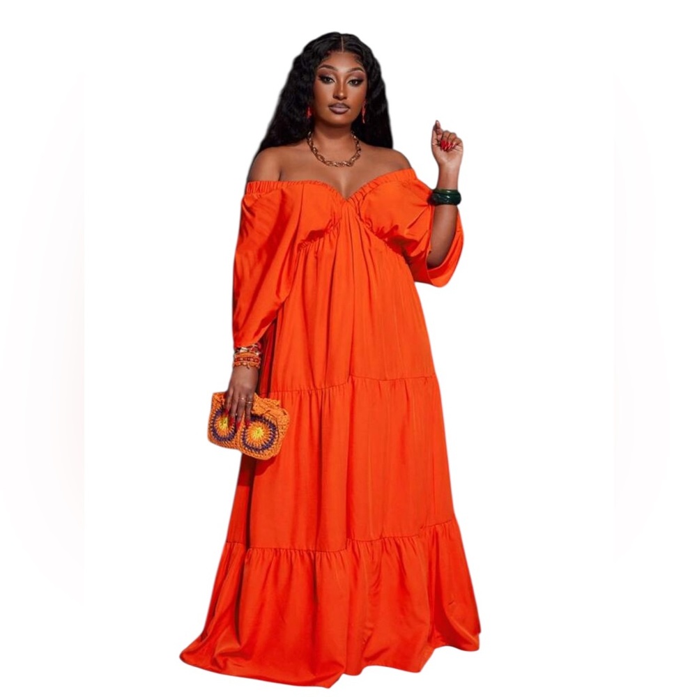 SHEIN Vibrant Orange Maxi Dress - Picture 16 of 16